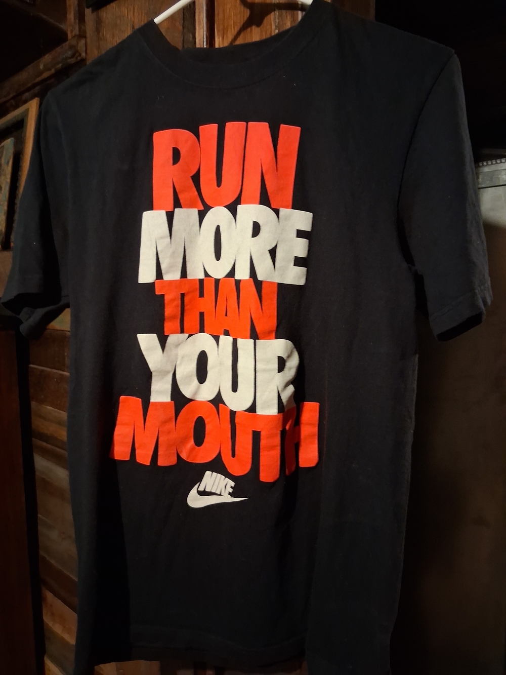 Nike Black Short-Sleeve Tee with Red and White Graphic